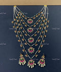 VeroniQ Trends-Rajwadi Panch Lada Gold Plated Pachi Kundan Necklace Pachi Kundan-Gold Plated-Wedding Jewellery-Punjabi Jewellery-South Indian-Thappa Jewellery