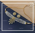 VeroniQ Trends-Royal Multistrand Gold Plated Peral and Pachi Kundan Choker Necklace Pachi Kundan-Gold Plated-Wedding Jewellery-Punjabi Jewellery-South Indian-Thappa Jewellery