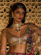 VeroniQ Trends-Bridal Multicolor Beads Pachi Choker Necklace Pachi-Gold Plated-Wedding Jewelry-Punjabi Jewelry-South Indian-Thappa Jewelry