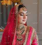 VeroniQ Trends-Bridal Pachi Choker and Long Necklace with Maang Tikka and Earrings Pachi-Gold Plated-Wedding Jewelry-Punjabi Jewelry-South Indian-Thappa Jewelry