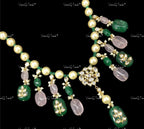 VeroniQ Trends-Cocktail Party Pachi Necklace with Pearl Rose Quartz and Beryls Pachi-Fresh Water Pearl-Gold Plated-Wedding Jewelry-Punjabi Jewelry-South Indian-Thappa Jewelry