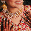 VeroniQ Trends-Traditional Gold Plated Pachi Choker Necklace with Rose Quartz Pachi-Gold Plated-Wedding Jewellery-Punjabi Jewellery-South Indian-Thappa Jewellery