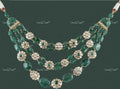 VeroniQ Trends-Party Look Three Line Emerald Green Beads Pachi Necklace Pachi-Gold Plated-Wedding Jewellery-Punjabi Jewellery-South Indian-Thappa Jewellery