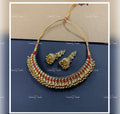 VeroniQ Trends-Traditional Gold Plated Kemp Stone And Pachi Kundan Choker Necklace Pachi Kundan-Gold Plated-Wedding Jewellery-Punjabi Jewellery-South Indian-Thappa Jewellery