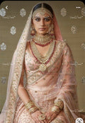 VeroniQ Trends-Traditional Bridal Rose Quartz Drop Pachi Choker and Long Necklace With Earrings Nath And Math Patti Pachi-Gold Plated-Wedding Jewellery-Punjabi Jewellery-South Indian-Thappa Jewellery