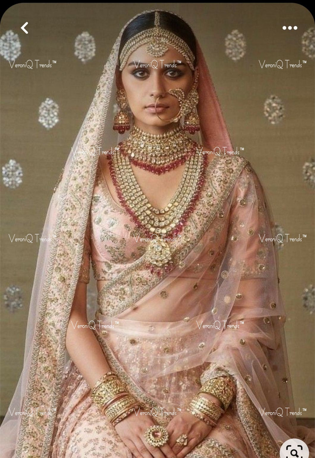VeroniQ Trends-Traditional Bridal Rose Quartz Drop Pachi Choker and Long Necklace With Earrings Nath And Math Patti Pachi-Gold Plated-Wedding Jewellery-Punjabi Jewellery-South Indian-Thappa Jewellery