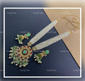 VeroniQ Trends-Traditional Multistrand Pearl Gold Plated Kemp Stone And Pachi Kundan Long Necklace Pachi Kundan-Gold Plated-Wedding Jewellery-Punjabi Jewellery-South Indian-Thappa Jewellery