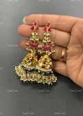 VeroniQ Trends-Gold Plated Pachi Kundan Jhumka Earrings Pachi Kundan-Gold Plated-Wedding Jewellery-Punjabi Jewellery-South Indian-Thappa Jewellery