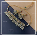 VeroniQ Trends-Royal Gold Plated Pachi Kundan Kemp Stone And Pearl Choker Necklace Pachi Kundan-Gold Plated-Wedding Jewellery-Punjabi Jewellery-South Indian-Thappa Jewellery
