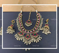 VeroniQ Trends-South Indian Bridal Kemp Stone Gold Plated Pachi Kundan Necklace Pachi Kundan-Gold Plated-Wedding Jewellery-Punjabi Jewellery-South Indian-Thappa Jewellery