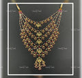 VeroniQ Trends-Panch Lada Kemp Stone Gold Plated Pachi Kundan Necklace Pachi Kundan-Gold Plated-Wedding Jewellery-Punjabi Jewellery-South Indian-Thappa Jewellery