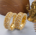 VeroniQ Trends-Gold Plated Pachi Kundan And Pearl Bangles Pachi Kundan-Gold Plated-Wedding Jewellery-Punjabi Jewellery-South Indian-Thappa Jewellery
