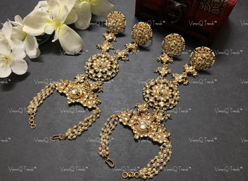 VeroniQ Trends-Rajasthani Gold Plated Pachi Kundan Haath Phool Pachi Kundan-Gold Plated-Wedding Jewellery-Punjabi Jewellery-South Indian-Thappa Jewellery