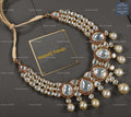 VeroniQ Trends-Royal Gold Plated Diamond Look Kundan And Pachi Kundan Necklace With Pearl Pachi Kundan-Fresh Water Pearl-Gold Plated-Wedding Jewellery-Punjabi Jewellery-South Indian-Thappa Jewellery