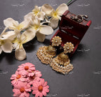 VeroniQ Trends-Gold Plated Pachi Kundan Kundan Jadau Jhumki Earrings Kundan-Gold Plated-Wedding Jewelry-Punjabi Jewelry-South Indian-Thappa Jewelry