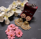 VeroniQ Trends-Gold Plated Pachi Kundan Kundan Jadau Jhumki Earrings Kundan-Gold Plated-Wedding Jewelry-Punjabi Jewelry-South Indian-Thappa Jewelry