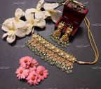 VeroniQ Trends-Gold Plated Pearl And Pachi Kundan Choker Necklace Pachi Kundan-Gold Plated-Wedding Jewelry-Punjabi Jewelry-South Indian-Thappa Jewelry
