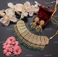 VeroniQ Trends-Traditional Kundan Jadau With Green Beads Gold Plated Pachi Kundan Choker Necklace Kundan-Gold Plated-Wedding Jewellery-Punjabi Jewellery-South Indian-Thappa Jewellery
