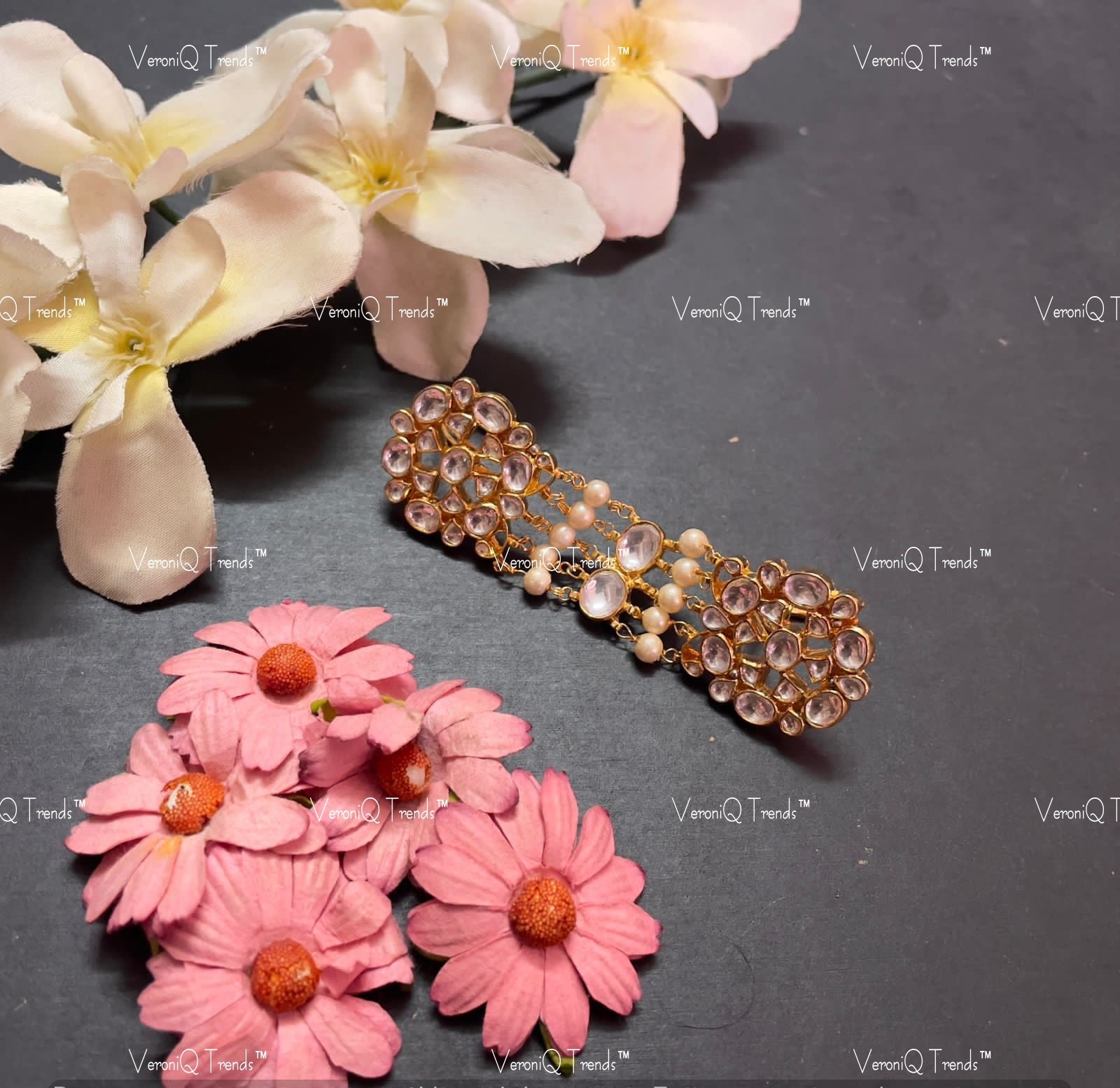 VeroniQ Trends-Gold Plated Pachi Kundan Finger Ring Pachi Kundan-Gold Plated-Wedding Jewellery-Punjabi Jewellery-South Indian-Thappa Jewellery