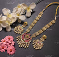 VeroniQ Trends-South Indian Gold Plated Kemp Stone Pachi Kundan Long Necklace Pachi Kundan-Gold Plated-Wedding Jewellery-Punjabi Jewellery-South Indian-Thappa Jewellery