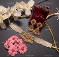 VeroniQ Trends-Multistrand Beaded Kemp Stone Gold Plated Pachi Kundan Choker Necklace Pachi Kundan-Gold Plated-Wedding Jewellery-Punjabi Jewellery-South Indian-Thappa Jewellery