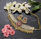 VeroniQ Trends-Multistrand Beaded Gold Plated Pachi Kundan Choker Necklace Pachi Kundan-Gold Plated-Wedding Jewelry-Punjabi Jewelry-South Indian-Thappa Jewelry