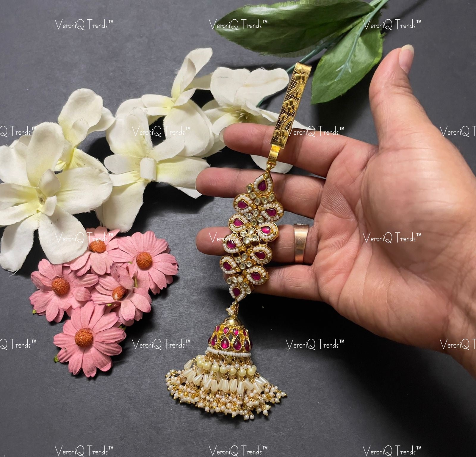 VeroniQ Trends-Gold Plated Kemp Stone Pachi Kundan Kamar Challa Pachi Kundan-Gold Plated-Wedding Jewellery-Punjabi Jewellery-South Indian-Thappa Jewellery
