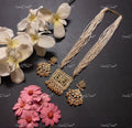 VeroniQ Trends-Traditional Multistrand Beaded Gold Plated Pachi Kundan Long Pendant Necklace Pachi Kundan-Gold Plated-Wedding Jewellery-Punjabi Jewellery-South Indian-Thappa Jewellery