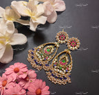 VeroniQ Trends-Kemp Stone Gold Plated Pachi Kundan Dangler Earrings Pachi Kundan-Gold Plated-Wedding Jewelry-Punjabi Jewelry-South Indian-Thappa Jewelry