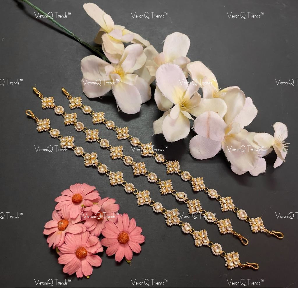 VeroniQ Trends-Floral Kundan Jadau Gold Plated Pachi Kundan Damini Pachi Kundan-Gold Plated-Wedding Jewellery-Punjabi Jewellery-South Indian-Thappa Jewellery