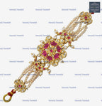 VeroniQ Trends-Multistrand Beaded Pachi Kemp Stone Choker Necklace Pachi Kundan-Gold Plated-Wedding Jewelry-Punjabi Jewelry-South Indian-Thappa Jewelry