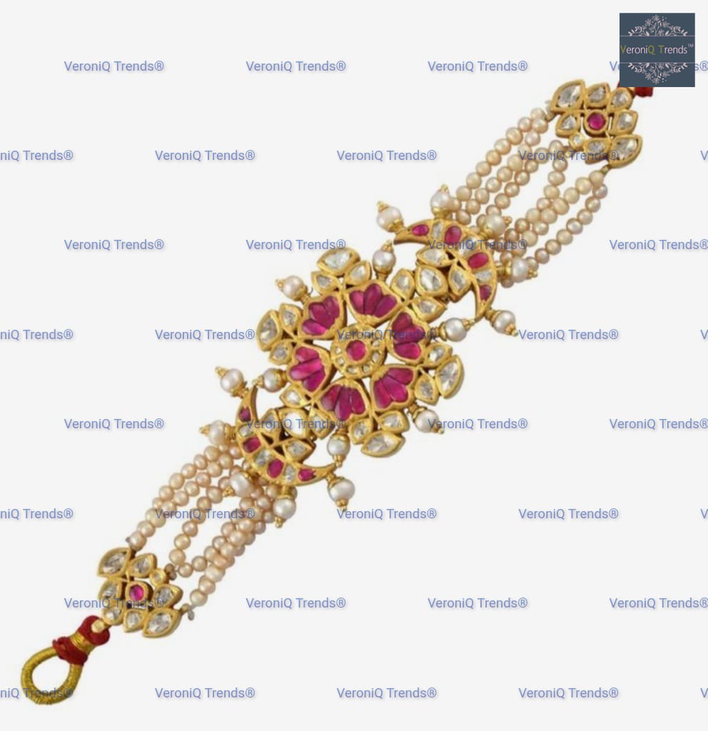 VeroniQ Trends-Multistrand Beaded Pachi Kemp Stone Choker Necklace Pachi Kundan-Gold Plated-Wedding Jewellery-Punjabi Jewellery-South Indian-Thappa Jewellery