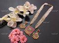 VeroniQ Trends-Traditional Multistrand Kemp Stone Gold Plated Pachi Kundan Long Necklace Pachi Kundan-Gold Plated-Wedding Jewellery-Punjabi Jewellery-South Indian-Thappa Jewellery