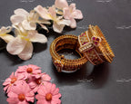 VeroniQ Trends-Rajwadi Style Kemp Stone Gold Plated Pachi Kundan Bangles Pachi Kundan-Gold Plated-Wedding Jewelry-Punjabi Jewelry-South Indian-Thappa Jewelry