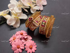 VeroniQ Trends-Rajwadi Style Kemp Stone Gold Plated Pachi Kundan Bangles Pachi Kundan-Gold Plated-Wedding Jewelry-Punjabi Jewelry-South Indian-Thappa Jewelry