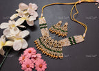 VeroniQ Trends-Multistrand Kemp Stone Gold Plated Pachi Kundan Choker Necklace Pachi Kundan-Gold Plated-Wedding Jewelry-Punjabi Jewelry-South Indian-Thappa Jewelry
