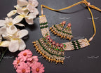 VeroniQ Trends-Multistrand Kemp Stone Gold Plated Pachi Kundan Choker Necklace Pachi Kundan-Gold Plated-Wedding Jewelry-Punjabi Jewelry-South Indian-Thappa Jewelry
