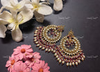 VeroniQ Trends-Traditional Gold Plated Pachi Kundan Chandbali Earrings Pachi Kundan-Gold Plated-Wedding Jewelry-Punjabi Jewelry-South Indian-Thappa Jewelry