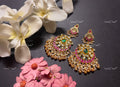 VeroniQ Trends-Traditional Kemp Stone Gold Plated Pachi Kundan Chandbali Earrings Pachi Kundan-Gold Plated-Wedding Jewellery-Punjabi Jewellery-South Indian-Thappa Jewellery