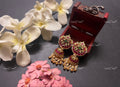 VeroniQ Trends-Traditional Kemp Stone Gold Plated Pachi Kundan Chandbali And Jhumki Earrings Pachi Kundan-Gold Plated-Wedding Jewellery-Punjabi Jewellery-South Indian-Thappa Jewellery