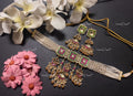 VeroniQ Trends-Traditional Kemp Stone With Chandbali Drops Gold Plated Pachi Kundan Choker Necklace Pachi Kundan-Gold Plated-Wedding Jewellery-Punjabi Jewellery-South Indian-Thappa Jewellery