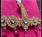 VeroniQ Trends-Traditional Gold Plated Pink Beads Pachi Kalangi Pachi Kundan-Gold Plated-Wedding Jewelry-Punjabi Jewelry-South Indian-Thappa Jewelry