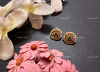 VeroniQ Trends-Traditional Kemp Stone Gold Plated Pachi Kundan Studs Earrings Pachi Kundan-Gold Plated-Wedding Jewelry-Punjabi Jewelry-South Indian-Thappa Jewelry