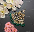 VeroniQ Trends-Traditional Gold Plated Pachi Kundan With Green Beads Passa Pachi Kundan-Gold Plated-Wedding Jewellery-Punjabi Jewellery-South Indian-Thappa Jewellery