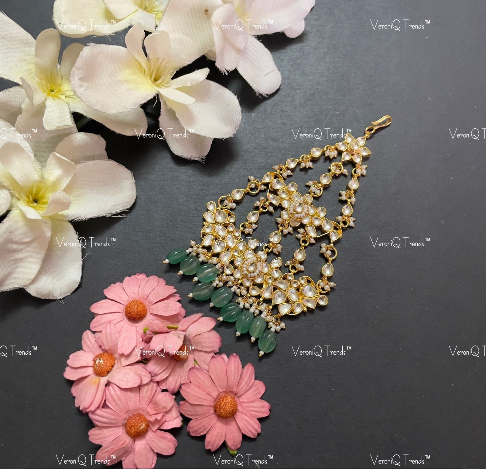 VeroniQ Trends-Gold Plated Pachi Kundan Passa Pachi Kundan-Gold Plated-Wedding Jewellery-Punjabi Jewellery-South Indian-Thappa Jewellery