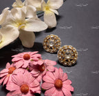 VeroniQ Trends-Traditional Gold Plated Kemp Stone Pachi Kundan Studs Earrings Pachi Kundan-Gold Plated-Wedding Jewelry-Punjabi Jewelry-South Indian-Thappa Jewelry