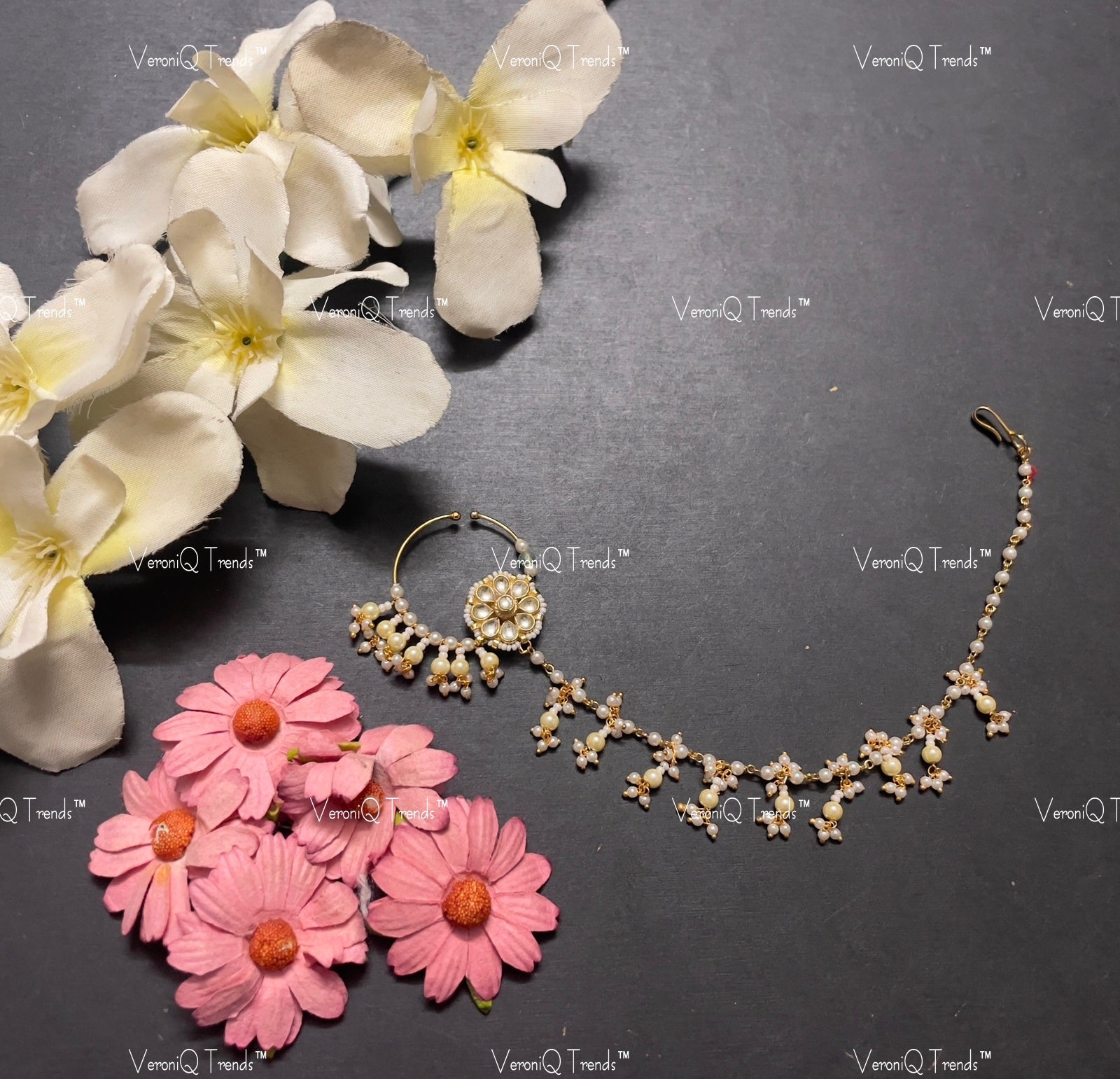 VeroniQ Trends-Elegant Gold Plated Pachi Kundan Nath Pachi Kundan-Gold Plated-Wedding Jewellery-Punjabi Jewellery-South Indian-Thappa Jewellery