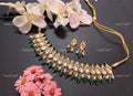 VeroniQ Trends-Royal Kundan Jadau With Green Beads Gold Plated Pachi Kundan Choker Necklace Pachi Kundan-Gold Plated-Wedding Jewellery-Punjabi Jewellery-South Indian-Thappa Jewellery