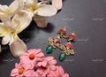VeroniQ Trends-Lotus Design Gold Plated Kemp Stone Pachi Kundan Earrings Pachi Kundan-Gold Plated-Wedding Jewellery-Punjabi Jewellery-South Indian-Thappa Jewellery
