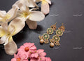 VeroniQ Trends-Round Design Green Color Gold Plated Kemp Stone With Pearl Pachi Kundan Earrings Pachi Kundan-Gold Plated-Wedding Jewellery-Punjabi Jewellery-South Indian-Thappa Jewellery